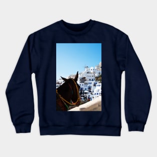 Donkey's View Of Oia, Santorini Crewneck Sweatshirt